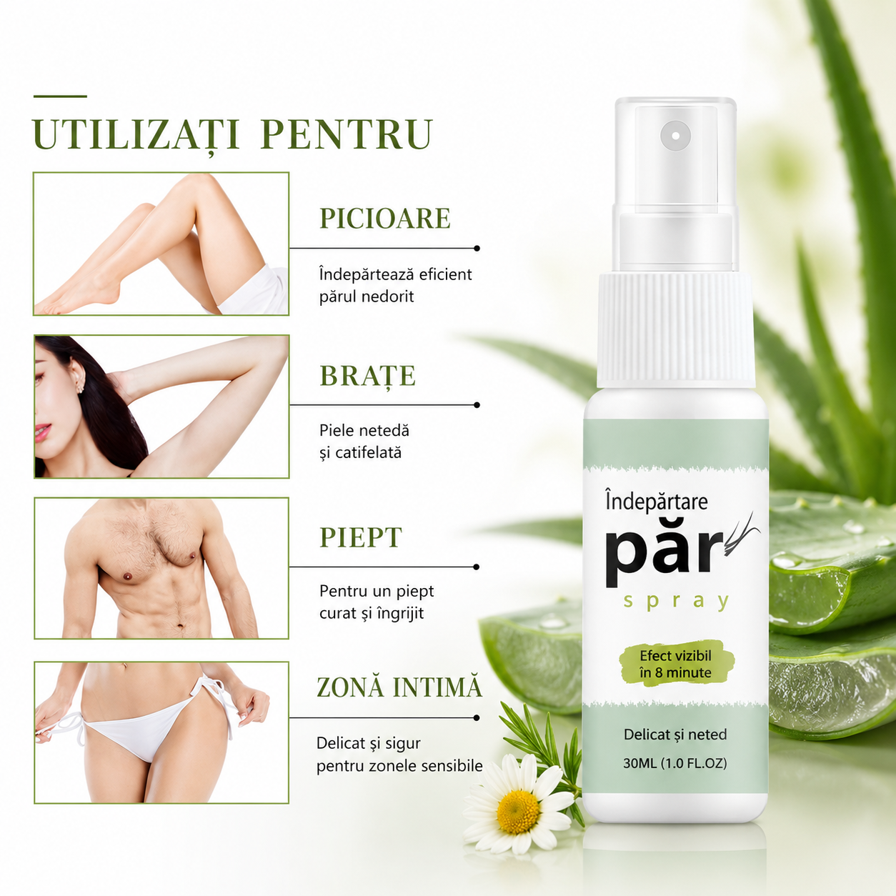 Spray pentru Epilare Ușoară și Piele Fină