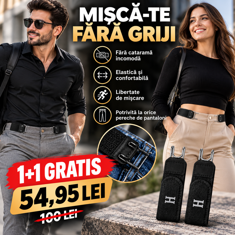 Curea Elastică FlexFit™ – Fără Cataramă, Reglabilă și Confortabilă